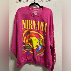 Nirvana Smile Overdyed Crew Neck Sweatshirt NWT